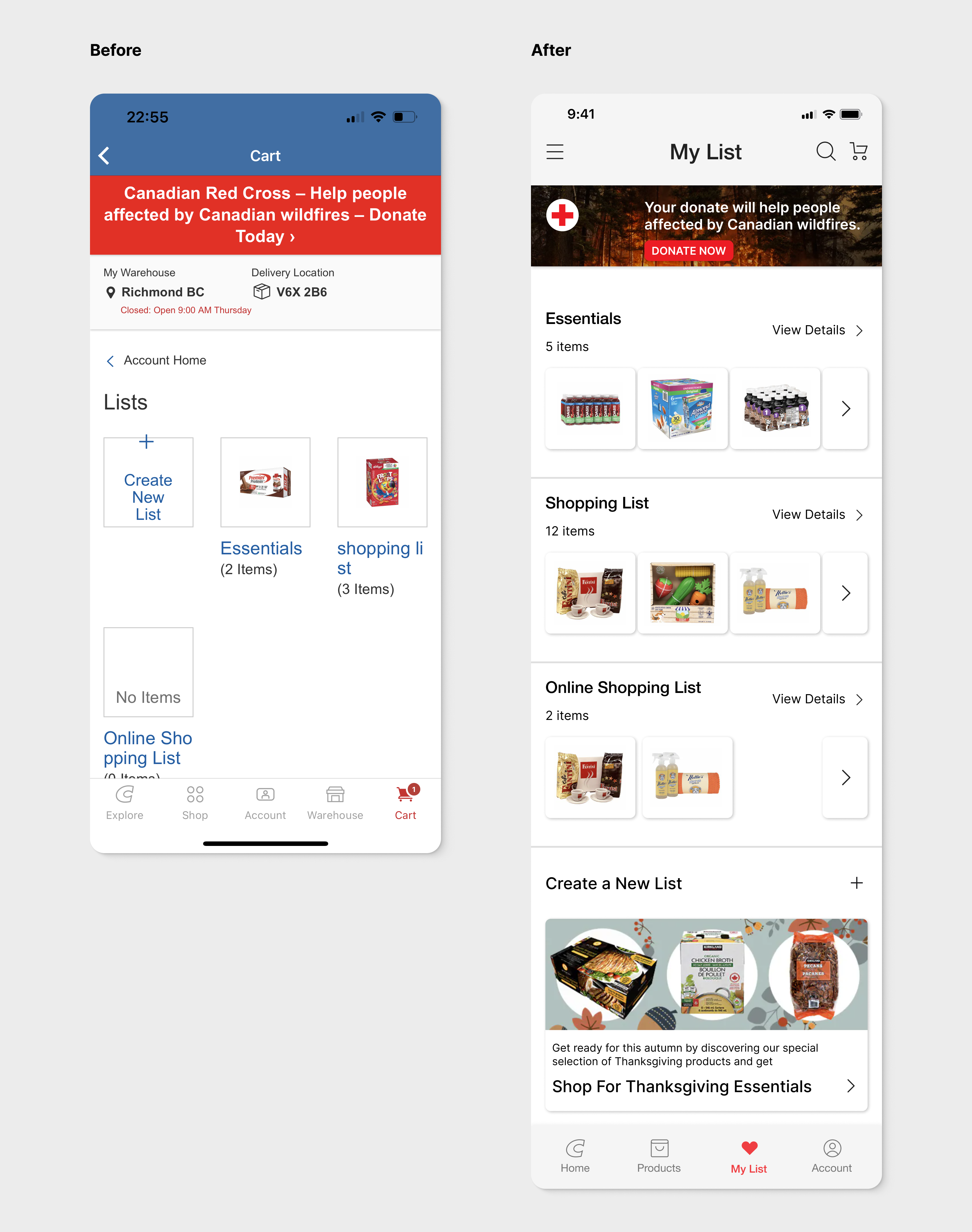 Redesigned search page for Costco